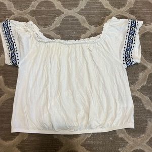 American Eagle Soft and Sexy White and Blue Crop Top Size Small